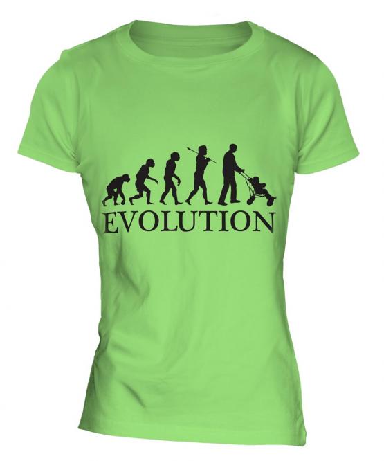 Dad With Pushchair Evolution Ladies T-Shirt