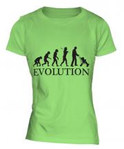 Dad With Pushchair Evolution Ladies T-Shirt