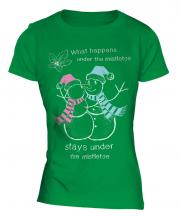 What Happens Under The Mistletoe Stays Ladies T-Shirt