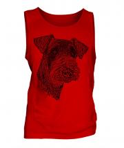 Airedale Terrier Sketch Mens Vest