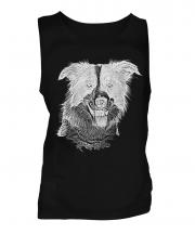 Border Collie Sketch Mens Vest