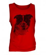Border Collie Sketch Mens Vest