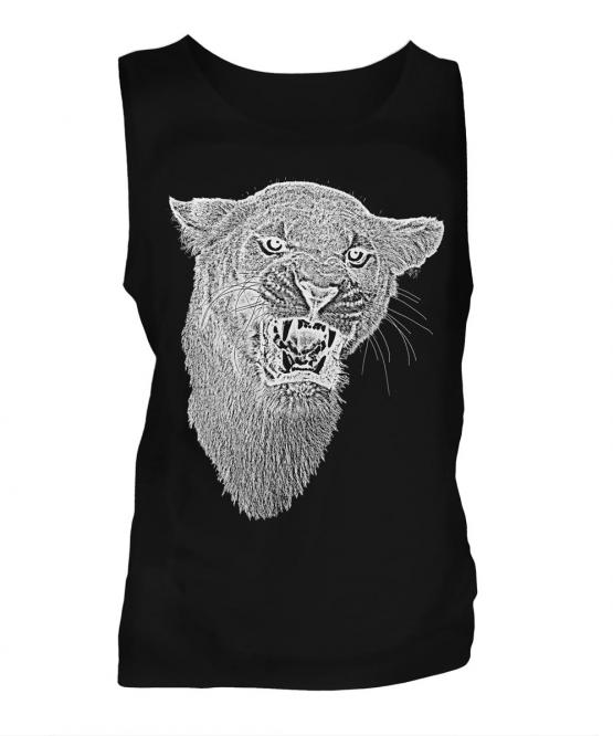 Lioness Roaring Sketch Mens Vest