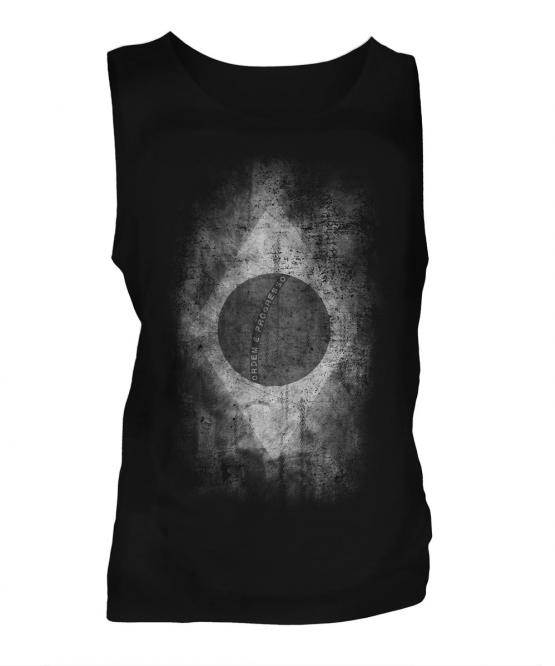 Brazil Flag Faded Print Mens Vest