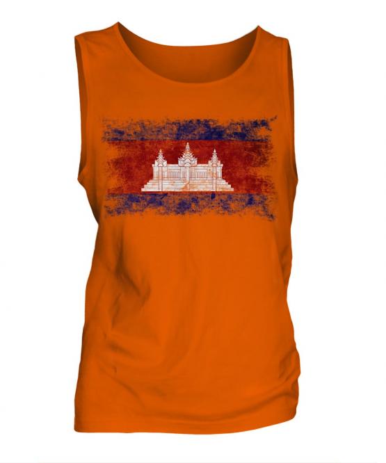 Cambodia Distressed Flag Mens Vest