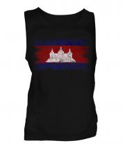 Cambodia Distressed Flag Mens Vest