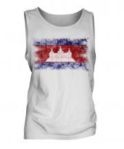 Cambodia Distressed Flag Mens Vest