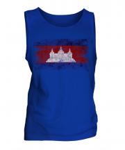 Cambodia Distressed Flag Mens Vest