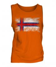 Faroe Islands Distressed Flag Mens Vest
