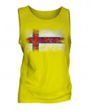 Faroe Islands Distressed Flag Mens Vest
