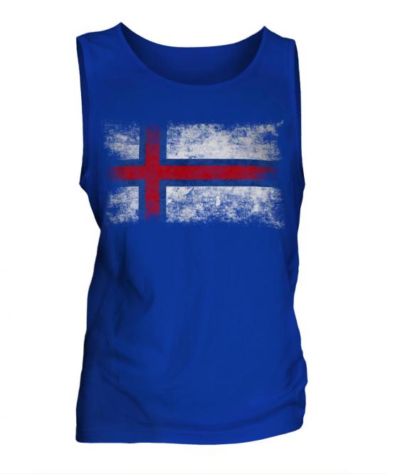 Faroe Islands Distressed Flag Mens Vest