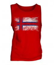 Faroe Islands Distressed Flag Mens Vest