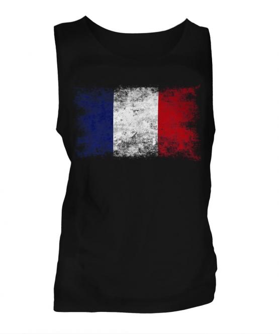 France Distressed Flag Mens Vest