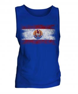 French Polynesia Distressed Flag Mens Vest