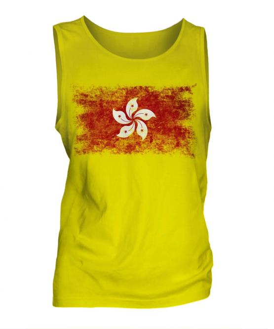Hong Kong Distressed Flag Mens Vest