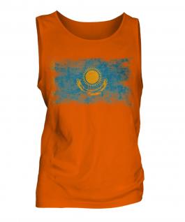 Kazakhstan Distressed Flag Mens Vest