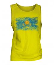 Kazakhstan Distressed Flag Mens Vest