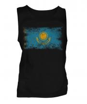Kazakhstan Distressed Flag Mens Vest