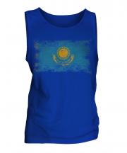 Kazakhstan Distressed Flag Mens Vest