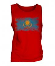 Kazakhstan Distressed Flag Mens Vest