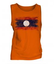 Laos Distressed Flag Mens Vest