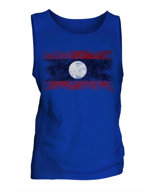 Laos Distressed Flag Mens Vest