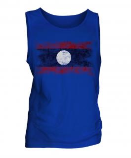 Laos Distressed Flag Mens Vest