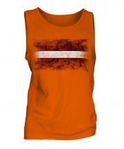 Latvia Distressed Flag Mens Vest
