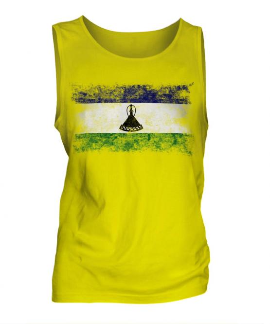 Lesotho Distressed Flag Mens Vest