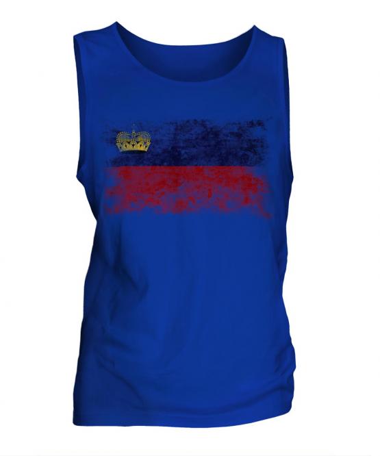 Liechtenstein Distressed Flag Mens Vest