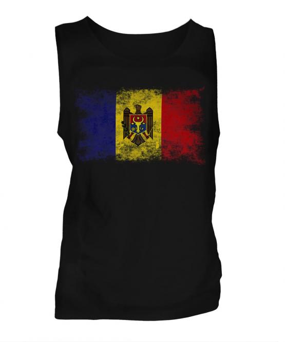 Moldova Distressed Flag Mens Vest
