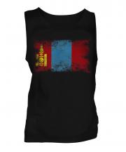 Mongolia Distressed Flag Mens Vest