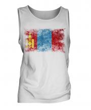 Mongolia Distressed Flag Mens Vest