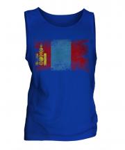 Mongolia Distressed Flag Mens Vest