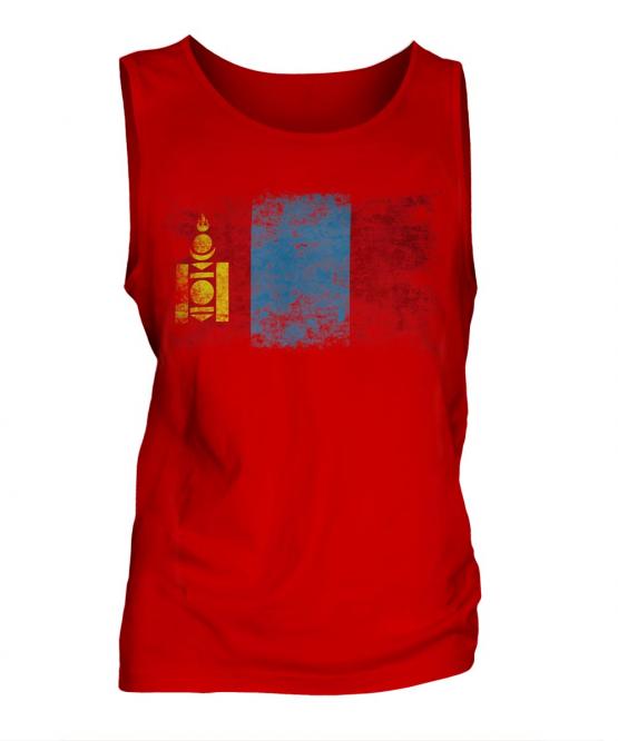 Mongolia Distressed Flag Mens Vest