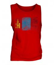 Mongolia Distressed Flag Mens Vest