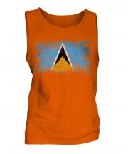Saint Lucia Distressed Flag Mens Vest
