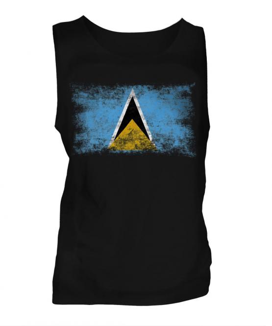 Saint Lucia Distressed Flag Mens Vest