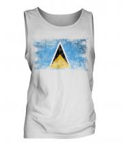 Saint Lucia Distressed Flag Mens Vest