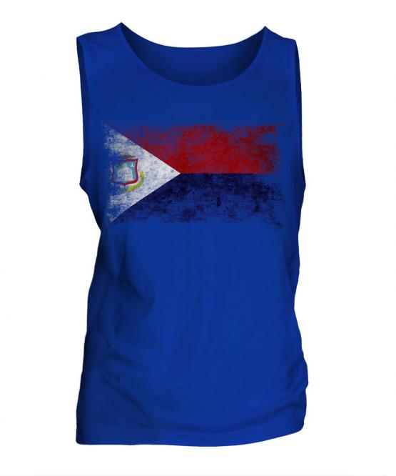 Saint Martin Distressed Flag Mens Vest