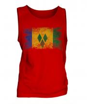Saint Vincents And The Grenadines Distressed Flag Mens Vest