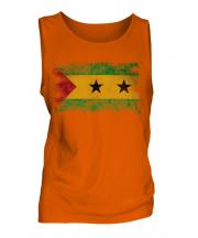 Sao Tome E Principe Distressed Flag Mens Vest