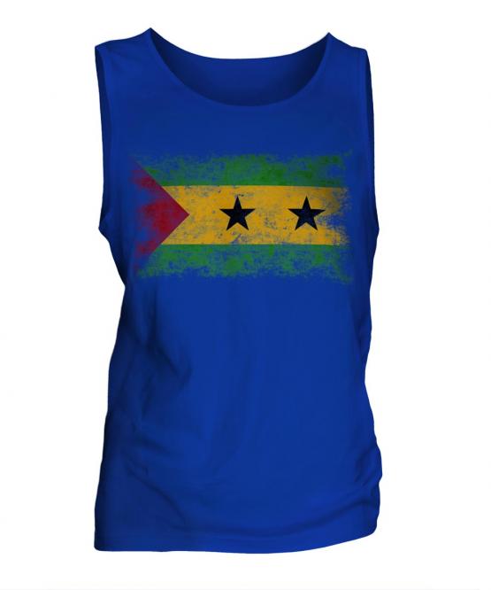 Sao Tome E Principe Distressed Flag Mens Vest