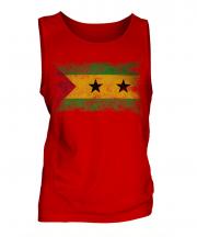 Sao Tome E Principe Distressed Flag Mens Vest