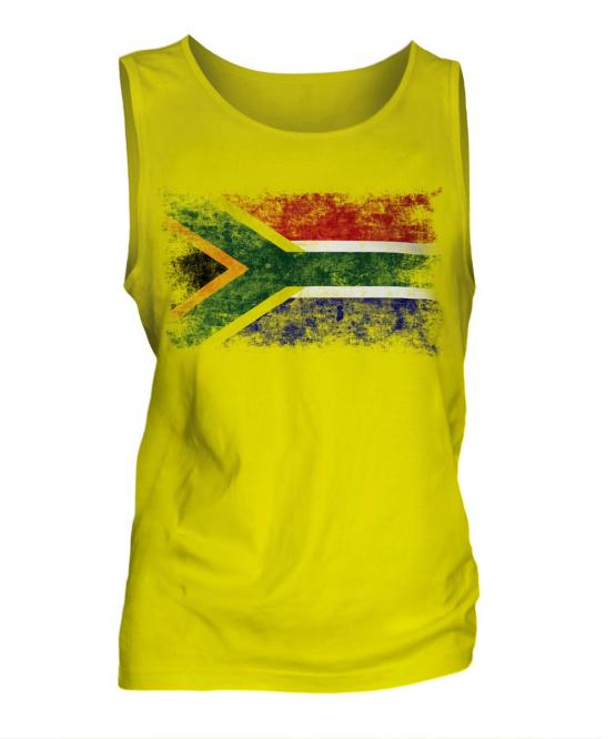 South Africa Distressed Flag Mens Vest