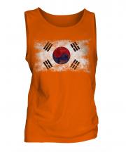 South Korea Distressed Flag Mens Vest