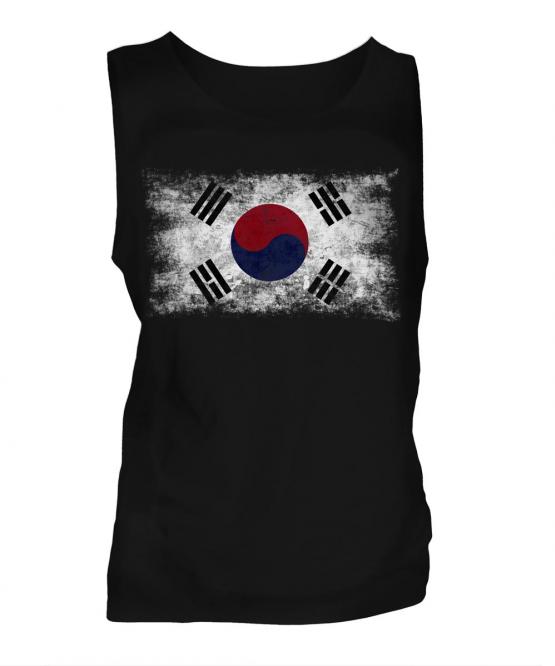 South Korea Distressed Flag Mens Vest