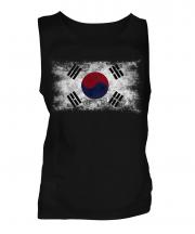 South Korea Distressed Flag Mens Vest