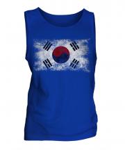 South Korea Distressed Flag Mens Vest