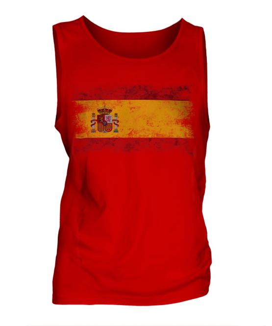 Spain Distressed Flag Mens Vest